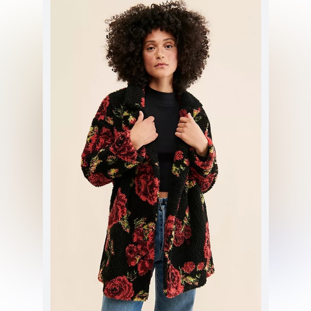 Anthropologie If By Sea Winter Roses Coat